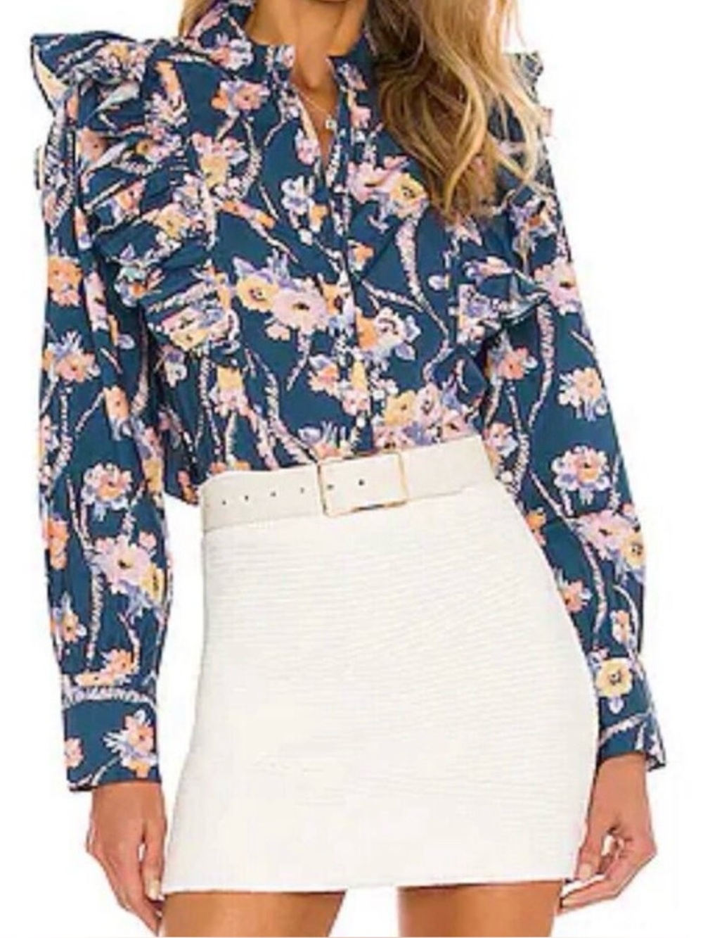 LoveShackFancy Beatrix Top M Midnight Blush Floral Ruffle Blouse